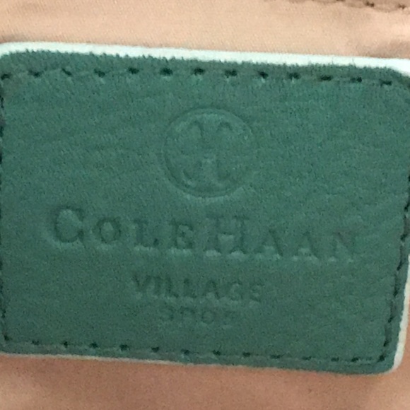 Cole Haan Leather Villager Bag Womens Teal Blue Barrel Satchel Purse - Picture 8 of 10